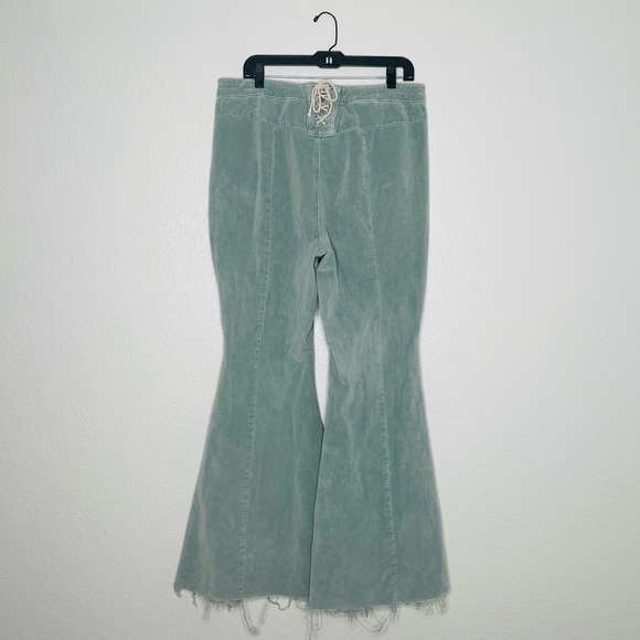 🌟SOLD🌟 Free People | CRVY Mint Corduroy Cord Lace Up Back Flare Jeans - Picture 5 of 12